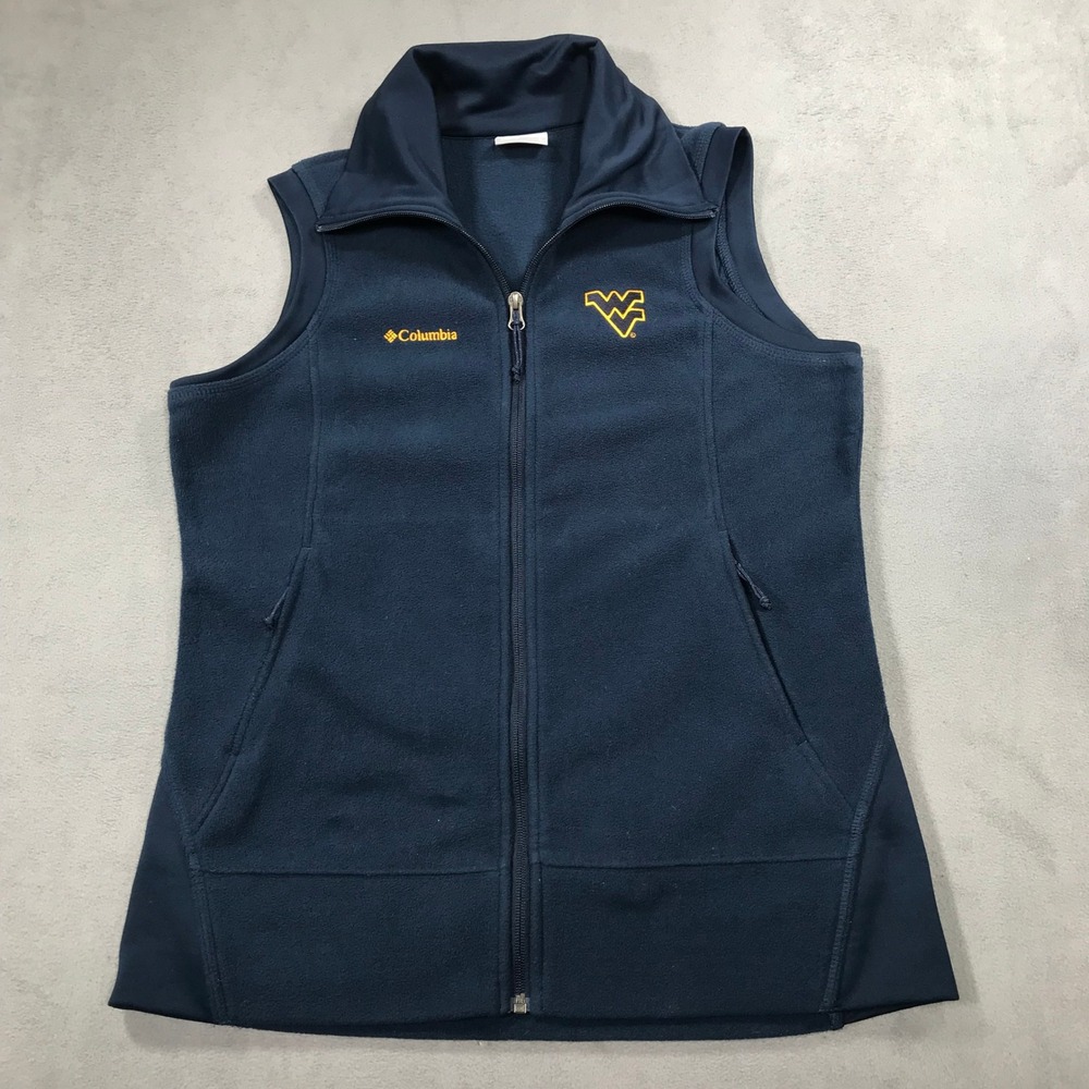 Columbia West Virginia University WVU Fleece Vest Navy Blue Full Zip Womens L